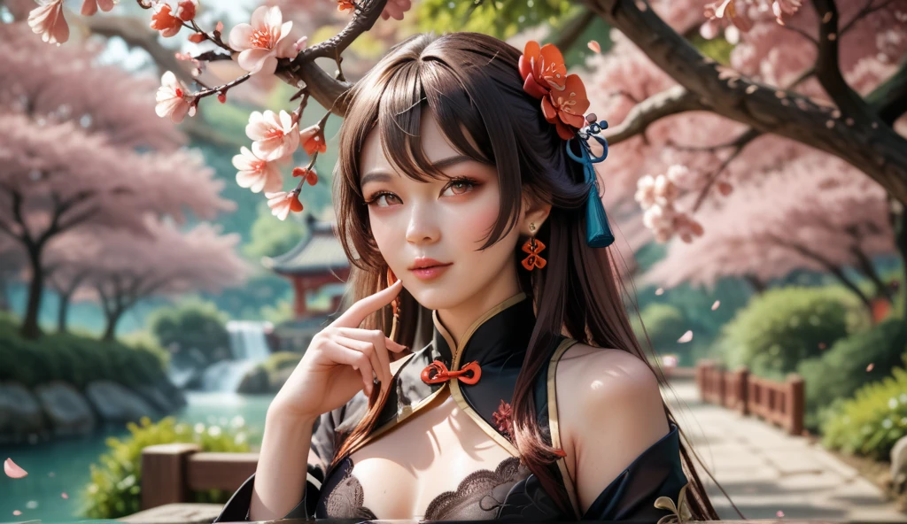 hair bobbles, wince, longeyelashes, solid circle eyes, light smile, ear blush, fang, Surrealism, drop shadow, anaglyph, stereogram, tachi-e, pov, atmospheric perspective, 8k, super detail, ccurate, best quality, (masterpiece:1.4), (8k, photorealistic, RAW photo, best quality: 1.4), japanese, 1girl, beautiful face, (realistic face:1.4), (caramel hair, long hair:1.3), beautiful hairstyle, beautiful detailed eyes, (best ratio eyes:1.5), attractive, ultra high res, ultra realistic, highly detailed, best ratio, (detailed face:1.4), looking at viewer, red lipsticks, purple eyes, (the best ratio of the number of fingers:1.5), ((high proportional realistic breasts, realistic medium breasts):1.4), slender body, (full body visible:1.5), portrait, photography, detailed skin, realistic, photo-realistic, highly detailed, full length frame, High detail RAW color art, lingerie, (best ratio of body anatomy:1.2),