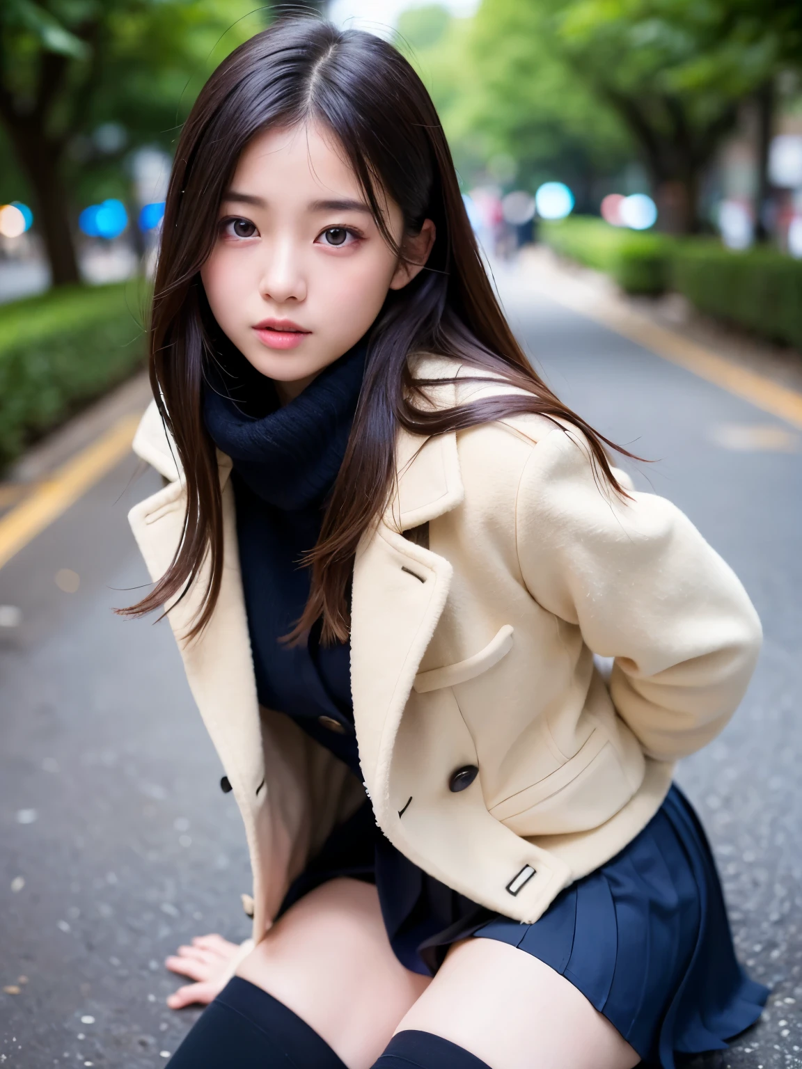 Photo taken by a professional photographer,18-year-old Japan ,Arab Asian woman wearing black coat and black tights squatting, korean girl, beautiful young korean woman, Young and cute gravure idol, beautiful south korean woman, realistic young gravure idol, korean woman, asian young girl, young gravure idol, Young sensual gravure idol, gorgeous young korean woman, beautiful asian girl, beautiful japanese girl face, japanese model
