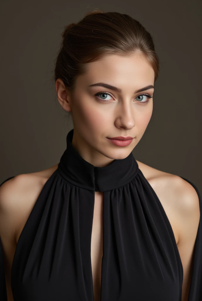glam (beauty photo:1.1) headshot of a simple modern female
<lora:MilaM_SD15_v1.0:.9> MilaM, 
in a dark theme (simple dark glowing background:1.1),
(loose messy half updo:1.1), detailed hair strands, detailed hairline, detailed skin tone, detailed skin complexion, (neckline romantic two toned light Blue and Navy Blue French  summer dress:1.3) (with French bow tie:1.1), 
(epic skin details:1.3),
detailed lips, detailed eyes, detailed pupils, detailed mouth,
<lora:epiCRealismHelper:1>
caustics, reflections, subsurface scattering, amazing fine detail, Nikon D850 film stock photograph Kodak Portra 400 camera f1.6 lens, rich colors, lifelike texture, dramatic lighting, dynamic composition, unreal engine, trending on ArtStation, cinestill 800 tungsten, in the style of David Hamilton photography
(plunging neckline:-1) (face wrinkles:-1.25) (parted lips:-1)