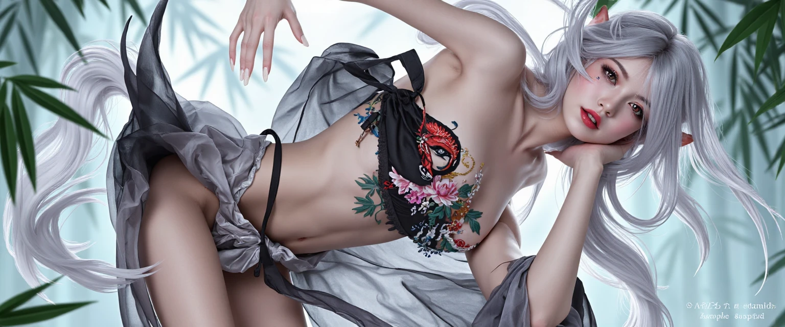 Update this art realistically to Luis Royo&#39;s symmetrical art style.  Add photos and butterflies 