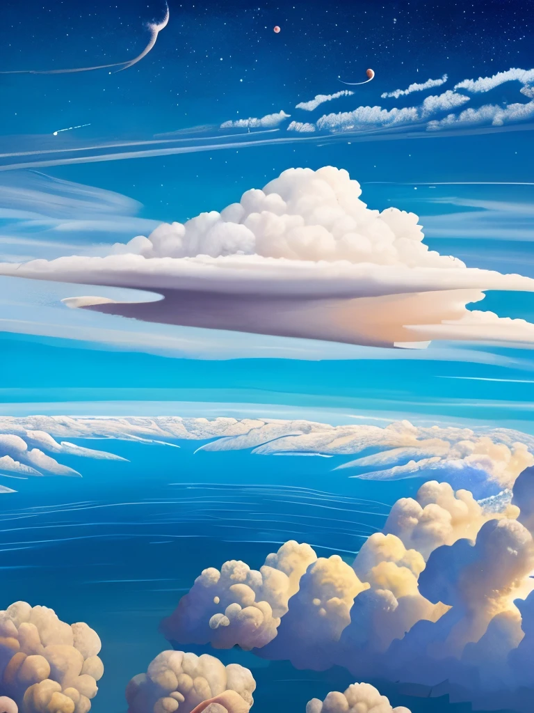 painting of a cloud formation over a body of water, airbrushed clouds, space clouds, glowing clouds, thunder clouds modernism, emitting spore clouds, rhads!!!, wlop and rhads, melting clouds, surreal clouds, clouds. fantasy, on cosmic cloudscape, thunderclouds, ceremonial clouds, nuclear explosions paint sky, atmospheric clouds', turbid clouds