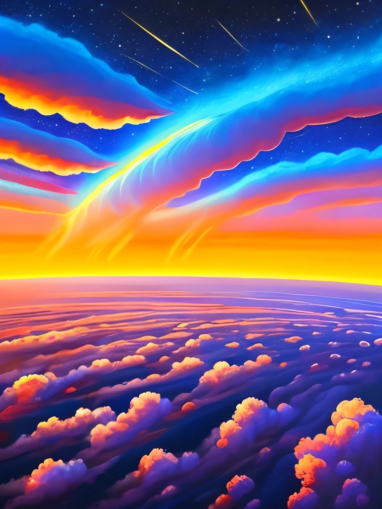 painting of a cloud formation over a body of water, airbrushed clouds, space clouds, glowing clouds, thunder clouds modernism, emitting spore clouds, rhads!!!, wlop and rhads, melting clouds, surreal clouds, clouds. fantasy, on cosmic cloudscape, thunderclouds, ceremonial clouds, nuclear explosions paint sky, atmospheric clouds', turbid clouds