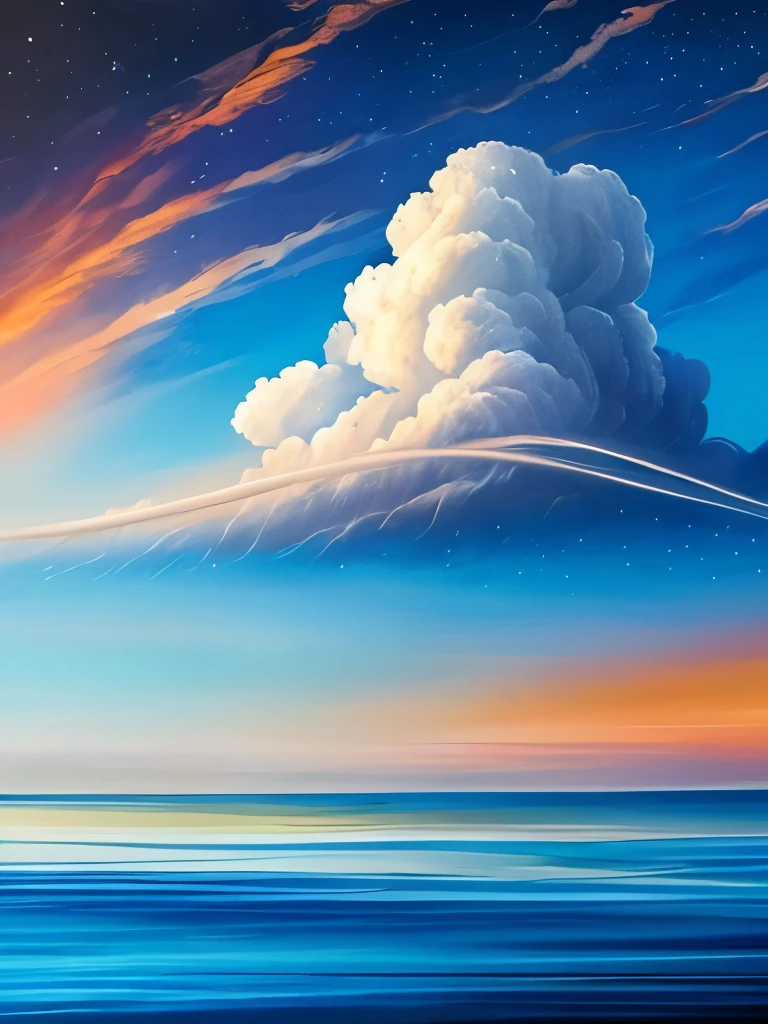 painting of a cloud formation over a body of water, airbrushed clouds, space clouds, glowing clouds, thunder clouds modernism, emitting spore clouds, rhads!!!, wlop and rhads, melting clouds, surreal clouds, clouds. fantasy, on cosmic cloudscape, thunderclouds, ceremonial clouds, nuclear explosions paint sky, atmospheric clouds', turbid clouds