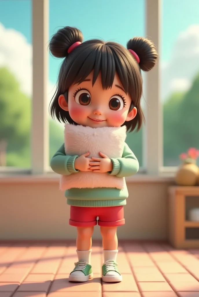 girl helping with cleaning at home