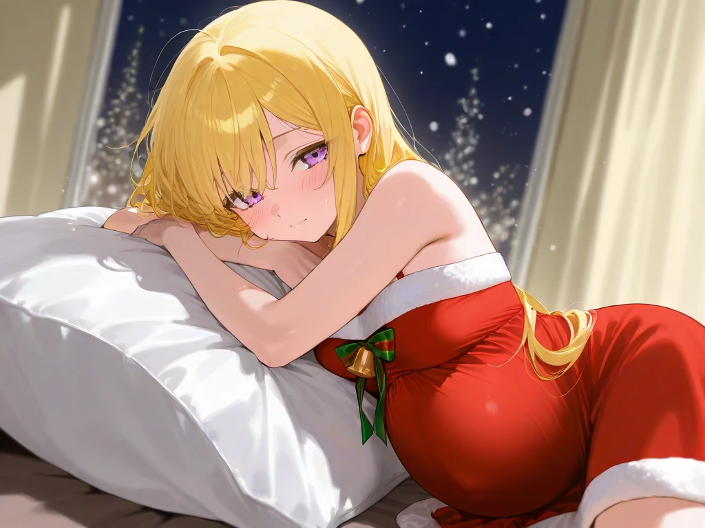 ((Light golden hair)),((long hair with curls,)),((With bangs)),(I decorated my ?????????? with ribbons...),((moonlit room)),((Countless candles)),((🕯)),((A room with a Christmas party atmosphere)),((Feeling of fatigue and weakness)),((Hug your pillow and bury your face)),Slight red tide,((she was covered in red and white roses、i'I'm lying face down on the bed with my ???? up.)),(A face that endures suffering and pain),((Teary-eyed)),((close up of face)),((Cleavage that looks modest)),((christmas ribbon collar)),((????)),((?????????)),(Insertion of extra thick and ????????),(Agony face),((View from the front)),(??? on),((White liquid flows out)),((copulation)),(((Insertion ???????????))),((???????????)),((??????? insertion)),