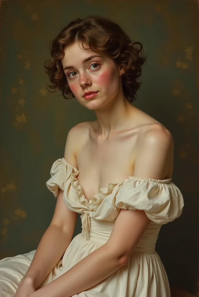 pale skin muscular brunette 13 year old girl huge breasts in the style of William-Adolphe Bouguereau