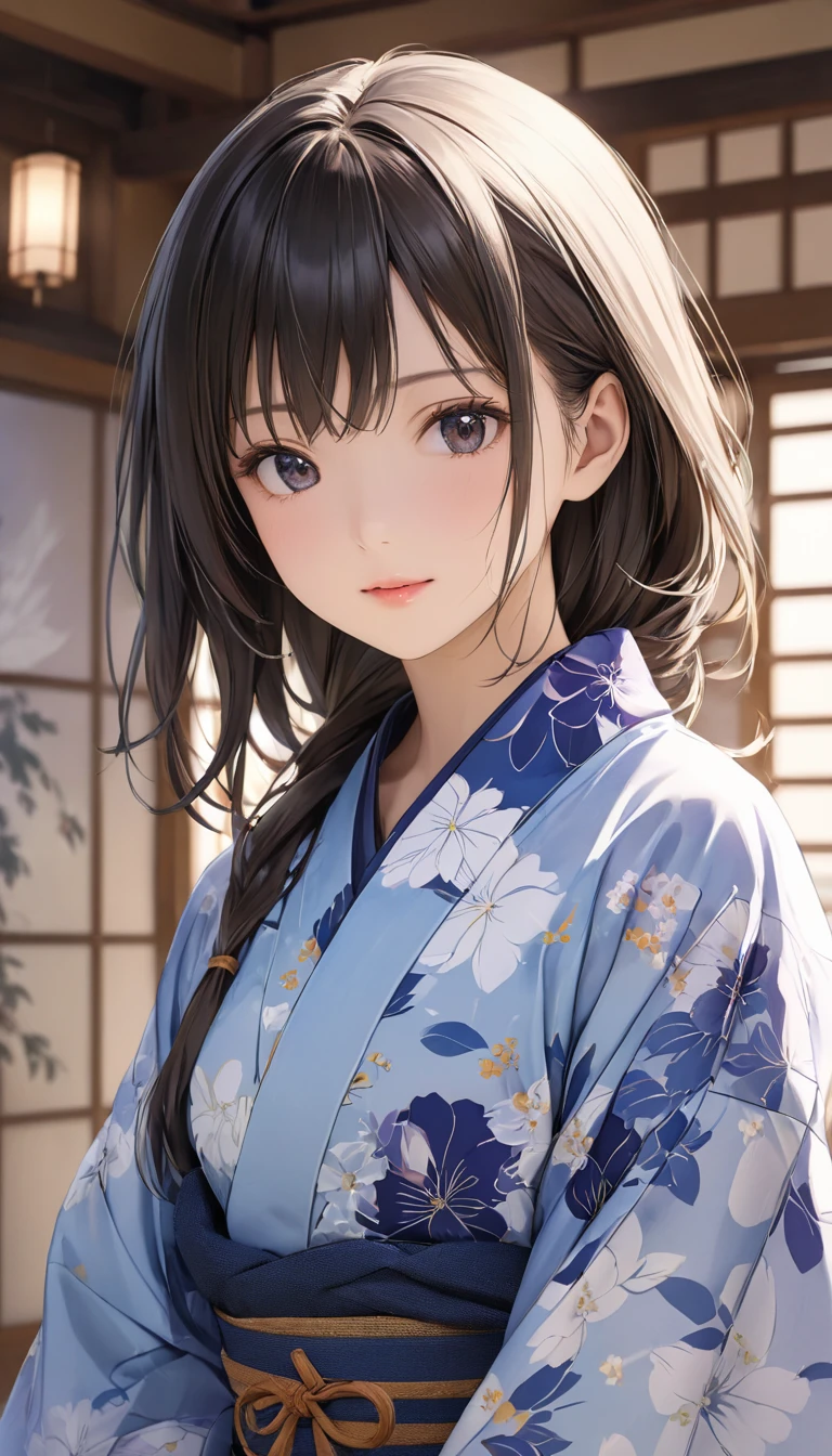 Elegant Japanese style kimono Beautiful charming girl wearing and wind yukata Beautiful charming girl,  Close-up of Girl Wearing and Windbreaker ,  Movie scene , Perfect Composition Relaxing , High Resolution Detail , top quality ,  Precise anatomy (  Correct and Perfect Anatomy  )  Super Detail Animation Art and Visual Effects Master &#39;s Artwork Station ,  Conceptual Artwork anatomy correct detailed sharp focus illustration, 藝術作品