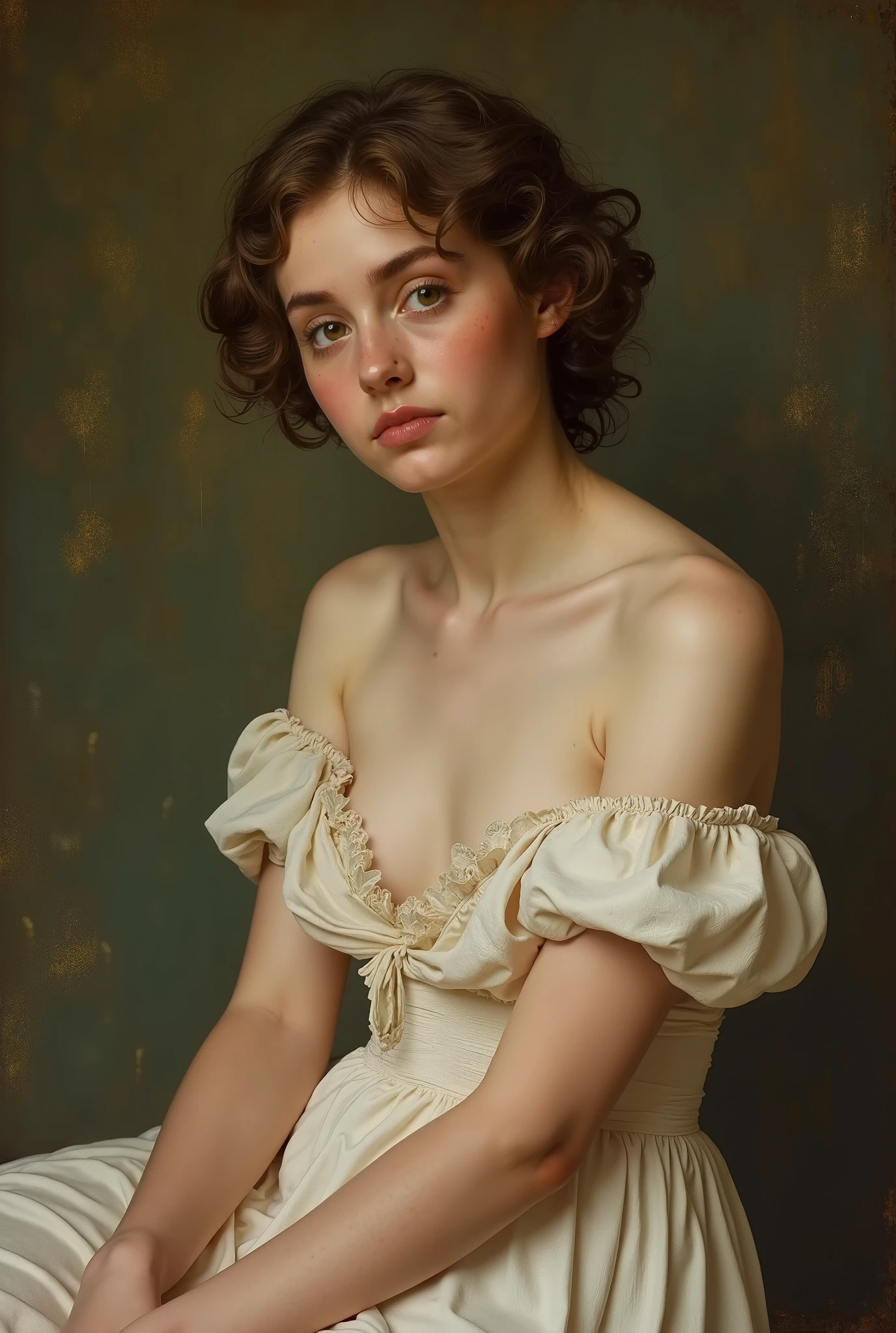 pale skin muscular nude busty goth brunette 13 year old girl huge breasts nude in the style of William-Adolphe Bouguereau