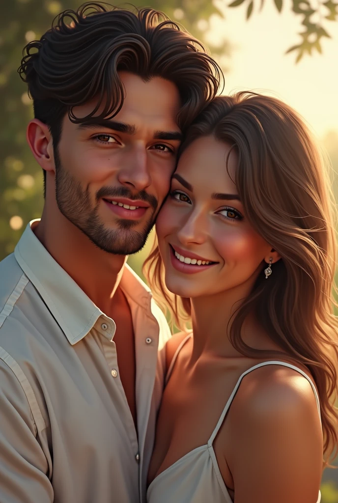 (young couple: 1.2), (deep eye and skin detail: 1.2), smile,
correct body anatomy, (portrait in the style of David Barnett · Helmut Newton · Yuri Arkurs ), HDMI connector, highly professional,
detailed, separate frame, camera, dslr, 8k uhd, Nikon D3X, HTTP, ISO 200, F/2.8,