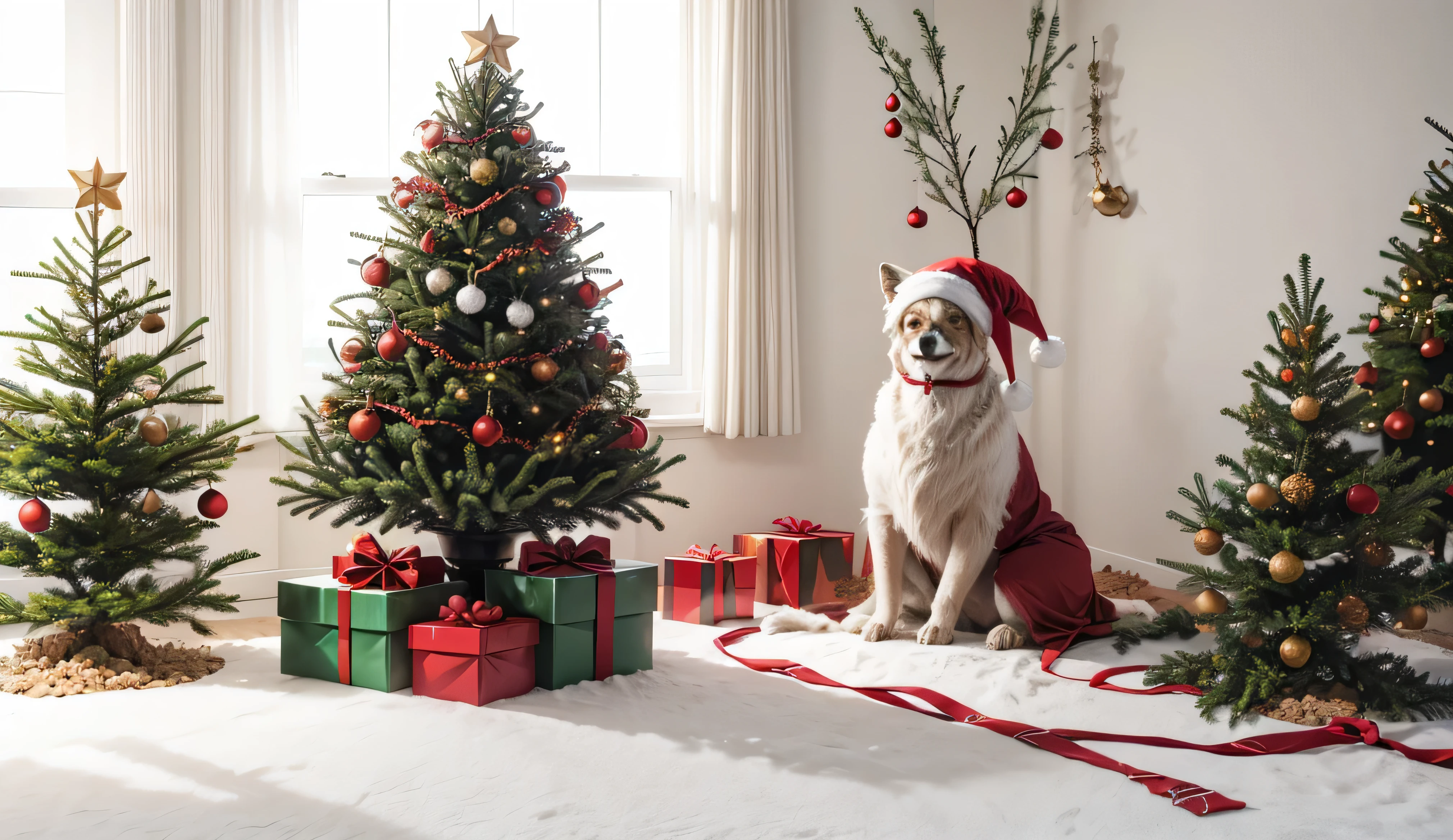 christmas frame with christmas tree branches and balls on white background
