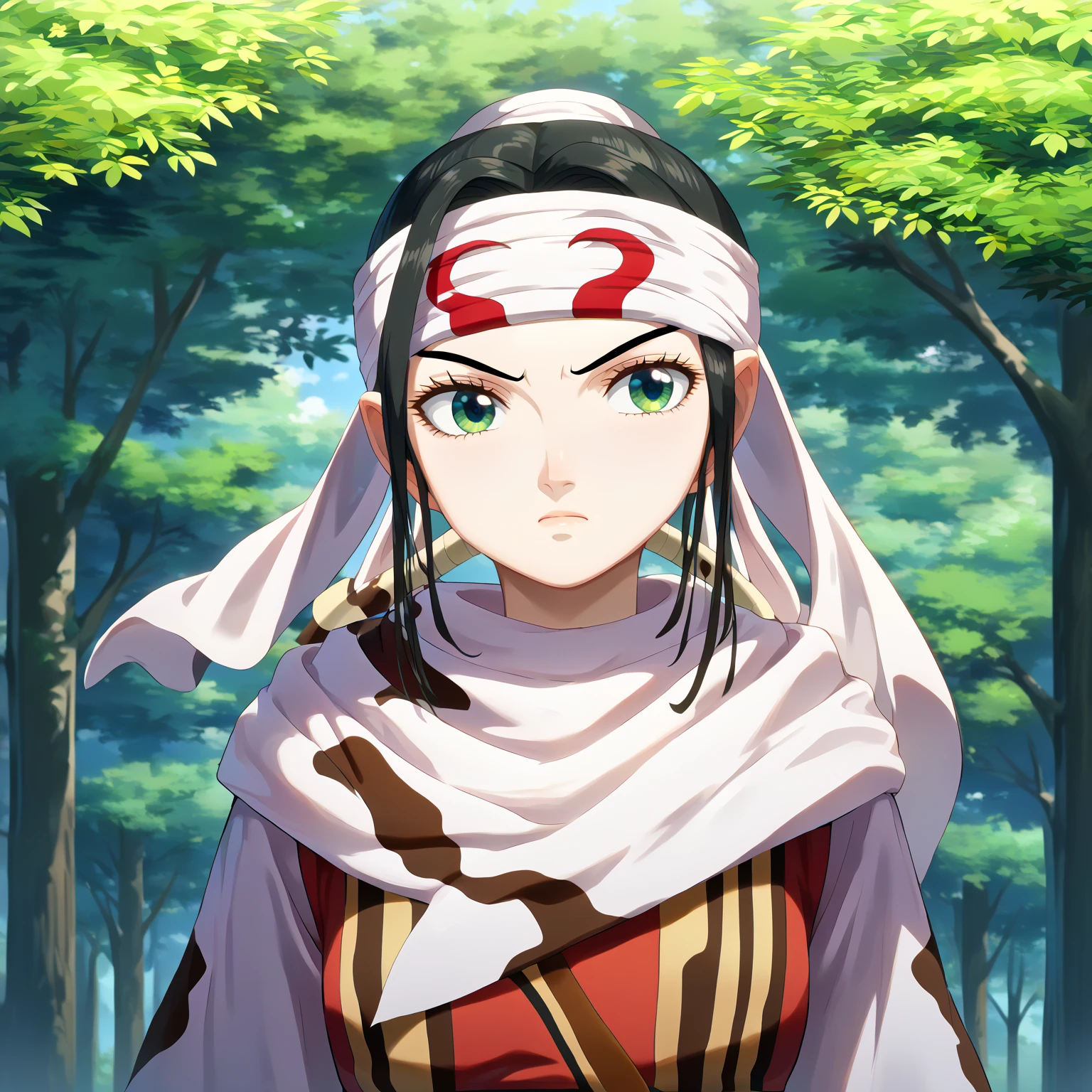 masterpiece, super detail, high details, high quality, best quality, highres, 1080P, 8k, 16k very accurate clothing score_9, score_8_up, score_7_up, ((cowl)) ((((headband on forehead)))) ((((detailed clothing)))) ((((beautiful girl))))