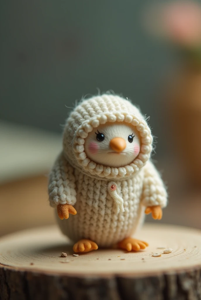 -- a dove with a cute tiny winter hat