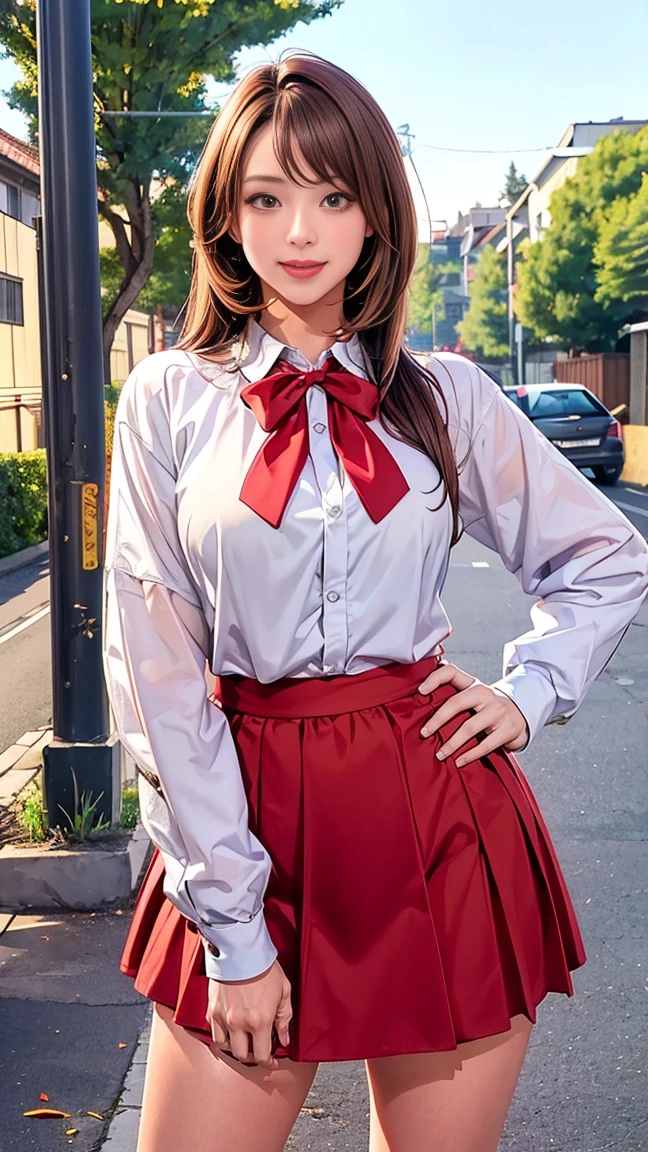 looking at viewer,high school girl,leaning forward,(random cute clothes),(random Lively pose),(Thin type),(large breasts),(random hairstyle),(Highest image quality, (8K), Ultra-realistic, Best Quality, High quality, High Definition, high quality texture, high detailing, Beautiful detailed, fine detailed, extremely details CG, Detailed texture, realistic representation of face, masterpiece, presence)
