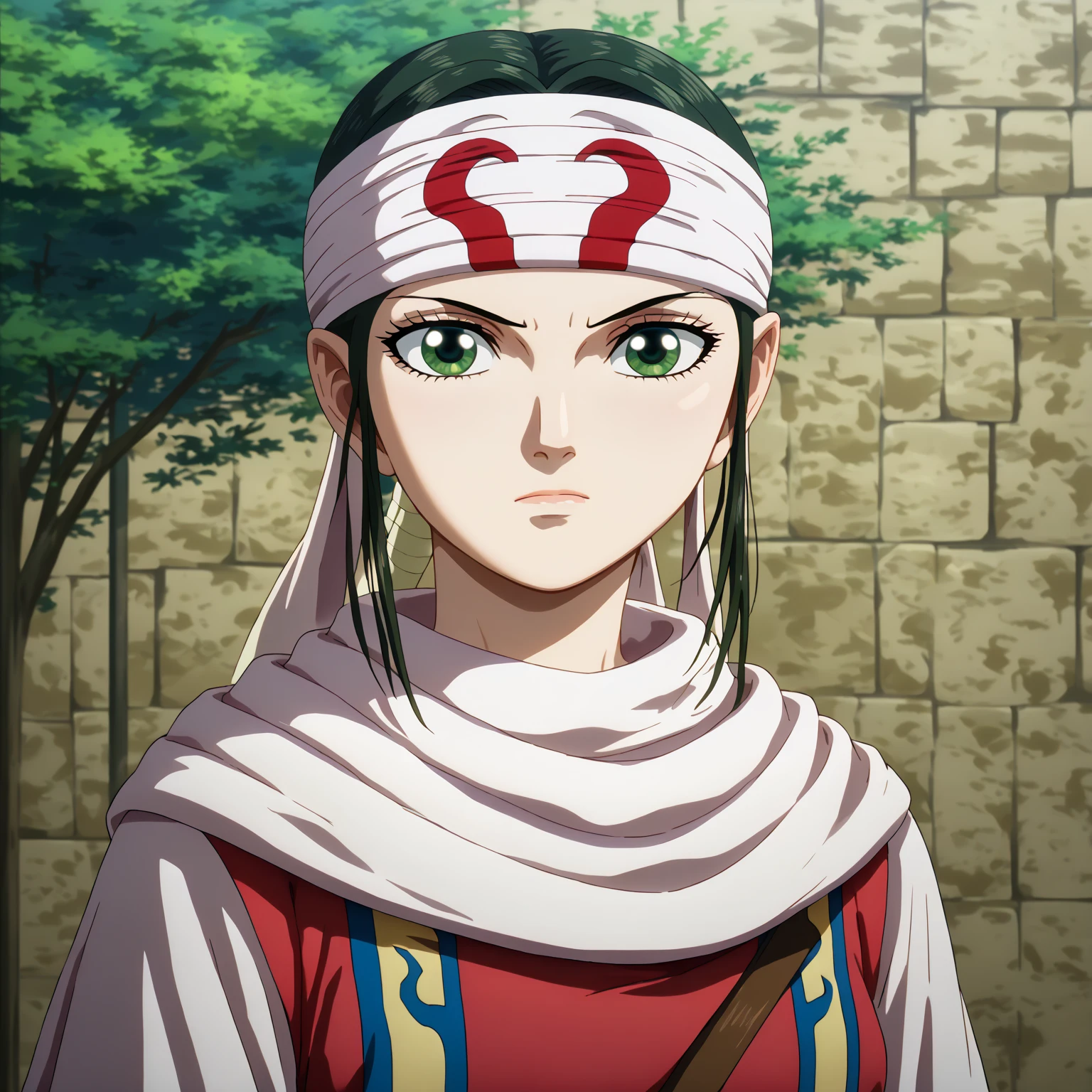 masterpiece, super detail, high details, high quality, best quality, highres, 1080P, 8k, 16k very accurate clothing score_9, score_8_up, score_7_up, ((cowl)) ((((headband on forehead)))) ((((detailed clothing)))) ((((beautiful girl))))