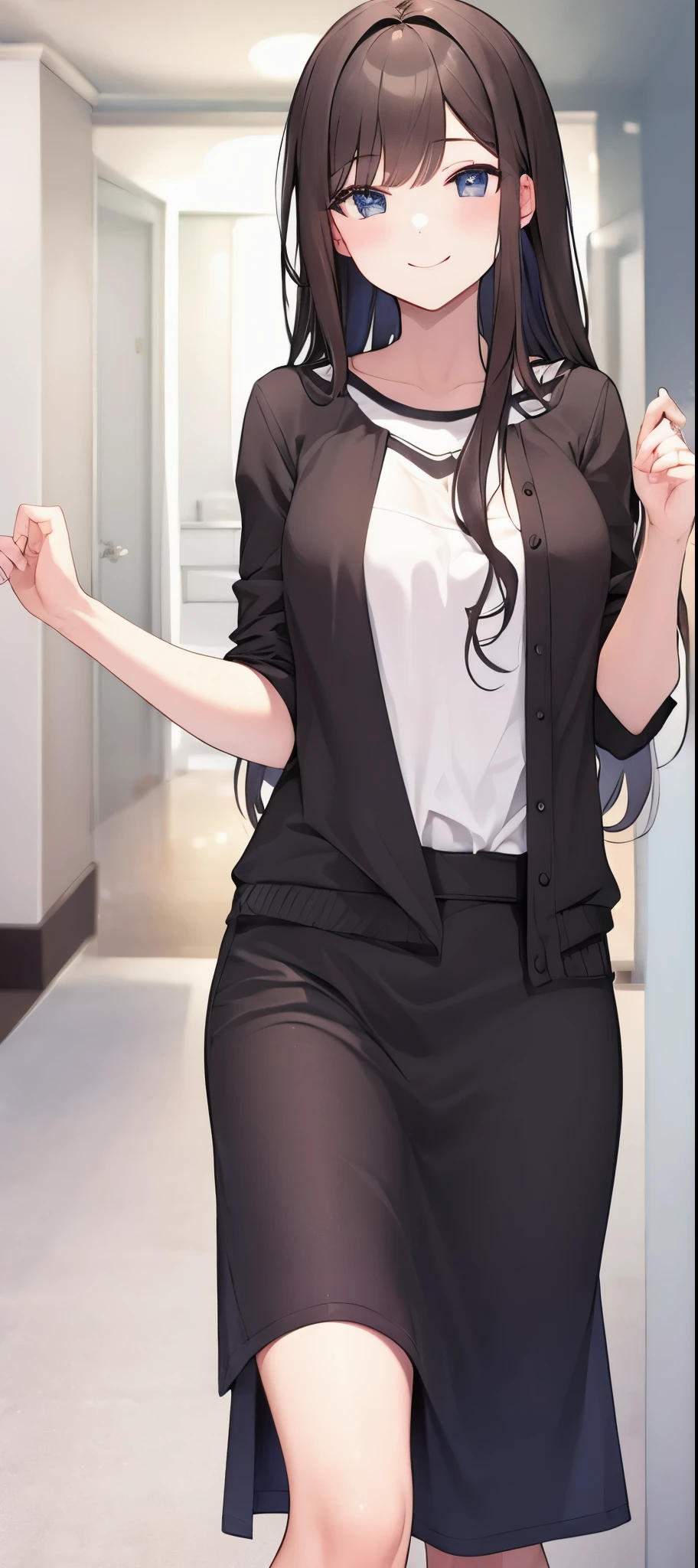 Pictures of s, long hair, brunette, round eyes, smiling