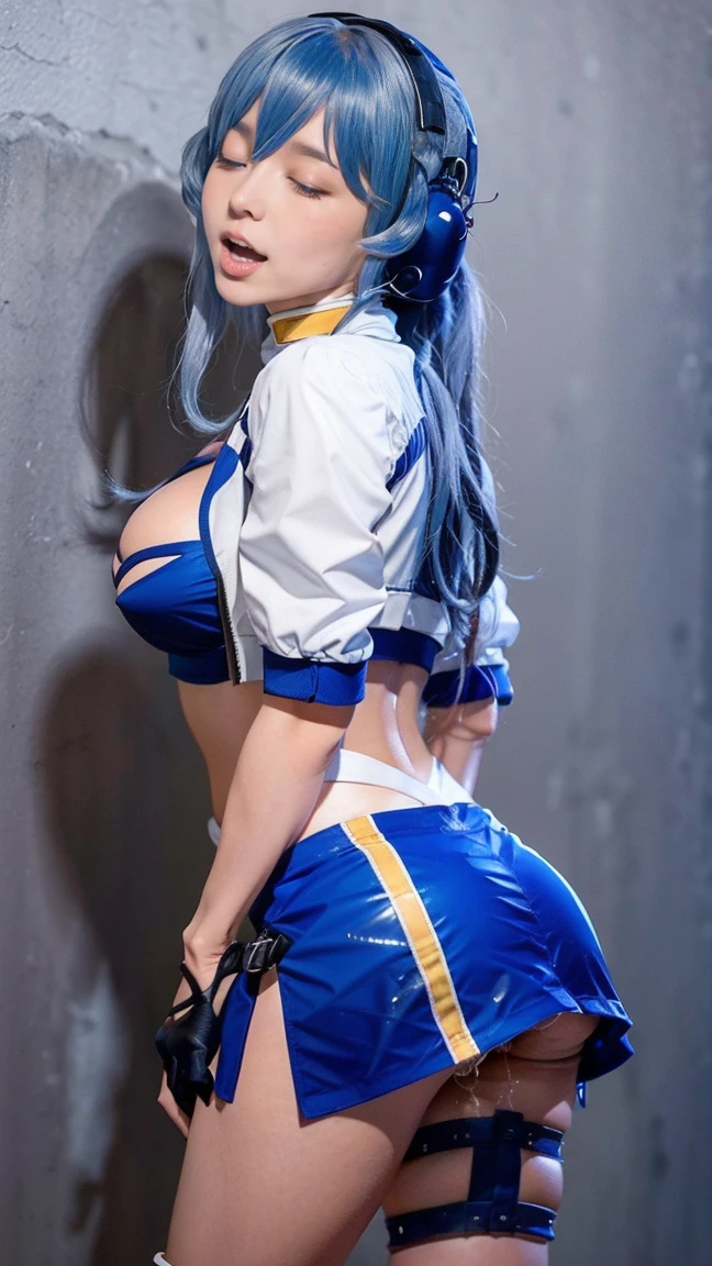 master part, HighestQuali, ultrahigh-resolution, 8k, a girl,beleza,21 anos, foto de corpo inteiro, pele clara, extremamente bonito,olhar forte, blue knee-high boots, soio,retrato do busto,Trajes cyberpunk, Rosto extremamente detalhado, Olhos detalhados, sorriso travesso, seios grandes alegres, Realistic photo, completamente realista, Pessoas Pell, studio lighting,golden ratio body, quadris fino,pernas perfeitas, bunda grande,cabelo verde,franja contundente,blue and white bikini with a short blue skirt,Seios D-cup,na cidade cyberpunk,Cyberpunk City setup,((Noite)),chuva,Tatuagens,Postura de combate,((ciborgue)),segurando uma espada