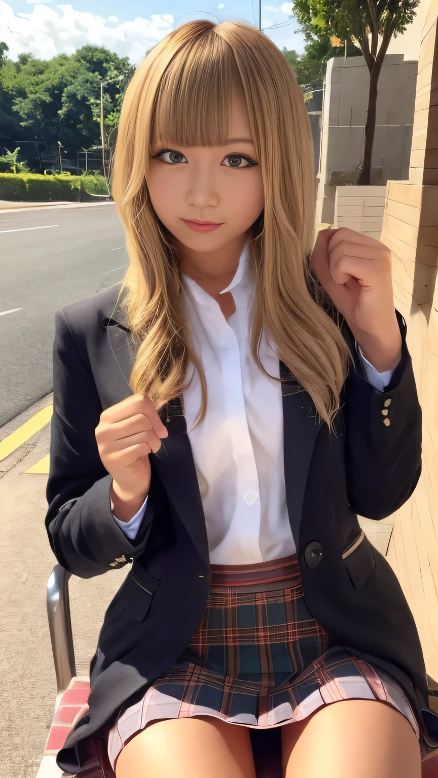 Japanese 、( skirt suit:1.2),(( punch)),((Under the skirt:1.2)), gal, ( anatomically accurate,),masterpiece, top quality , RAW photos , Photorealistic , face, unbelievably ridiculous, pretty girl , cute, blunt bangs, Border Depth , high definition , Super Details, Details, ighly Detailsd, extremely Detailsd eye and face, movie lighting, White skin and tanned skin,alone,woman,( wave hair, blondes),( panties), (( Sensual;1.5)), charming, 日焼けした肌の日焼け跡
