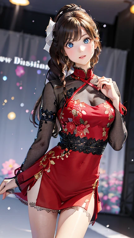 Beautiful woman wearing cheongsam and stockings, robed, Stately, Joshinhan,