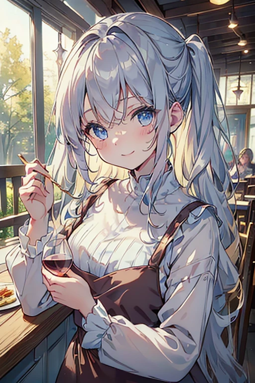 top-quality、Top image quality、​masterpiece、girl with((18year old、Black and red dress、Best Bust、Bust 85、a blond、poneyTail、silverblue Eyes、open chest wide、close to viewer、Happiness、A slight smil、Gold Accessories、a little drunk、holding a glass of wine、sit a chair)）hiquality、visualart、Background with((morning cafe Counter))、A small café in the forest. A stylish café with a terrace tucked away in the forest. We offer a variety of menus including delicious coffee., a cake, sandwich, and spaghetti. The smile of the clerk in the apron is very nice.、It is very popular with customers.effect///Fluffy pastel colors.fine brushes, soft and fantastic, pastel, Fluffy, (extremely fine and beautiful), (Perfect Detail)、(pastel color),Soft texture:1.2.(masutepiece, Best Quality), (finely detailed beautiful eye), (finely detailed eyes and detailed face),The tones are also visibly luminous, moody atmosphere,subtle highlights,((with sparkling eyes and a contagious smile)),beautiful illustration, best quality, cute girl, ren bedroom, pastel color , silver long hair, rabbit stuffed toy, bright lighting, light pink and blue eyes
