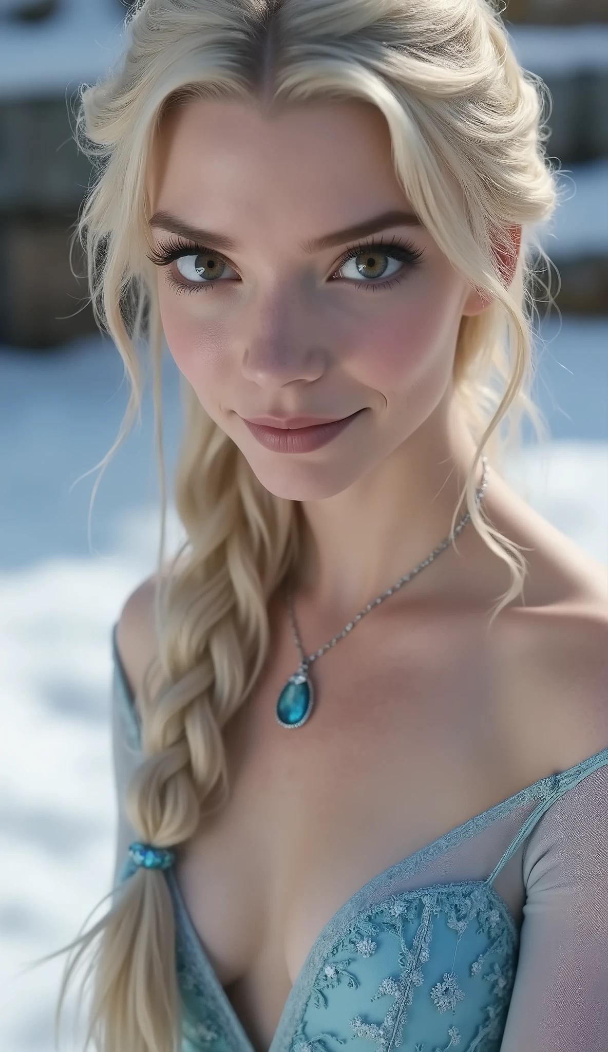 Elsa, (perky breasts), (((small breasts))), smirk:1.2, beautiful blue eyes, (perfect iris’s), depth of colour to her eyes, blonde hair, long hair, braid, full lips, blush, naked, she is showing her vagina, depth of field, bokeh, (special attention to skin detail: 1.2), masterpiece, best quality, ultra-detailed, ultra-HD, photorealistic, cinematic, ((mid camera shot)), sensual pose, alluring, nipples:1.4, looking at camera, closeup on her face, her cheeks are blushed, 2, she is on her knees, eye contact:1.4, high angle:1.5, ((closeup on face)), perfect face, (((visible breasts))) bokeh everything other than her perfect face, location is Arendelle in winter, ice castle, backlit with sunshine