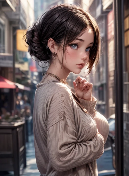 (  Masterpiece  :1.3), (  top quality : 1.4), 
 Cinematic Lighting , 
( 1 girl),  beautiful face, ( realistic face), 
 beautiful hairstyle :1.8, (Chignon:1.4),
  Real Eyes ,  beautiful detailed eyes, 
(  Real Skin),  beautiful skin, 
( casual fashion:1.4), 
 absurd,  charming, 
  ultra high resolution,   surrenders ,  high definition, 
Golden Ratio,   perfect anatomy:1.4

