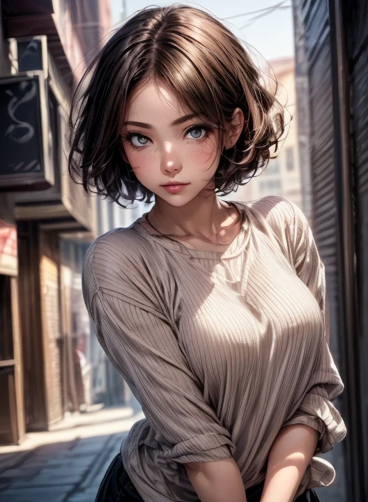 (  Masterpiece  :1.3), (  top quality : 1.4), 
 Cinematic Lighting , 
( 1 girl),  beautiful face, ( realistic face), 
 beautiful hairstyle :1.8, (Super short hair:1.4),
  Real Eyes ,  beautiful detailed eyes, 
(  Real Skin),  beautiful skin, 
( casual fashion:1.4), 
 absurd,  charming, 
  ultra high resolution,   surrenders ,  high definition, 
Golden Ratio,   perfect anatomy:1.4

