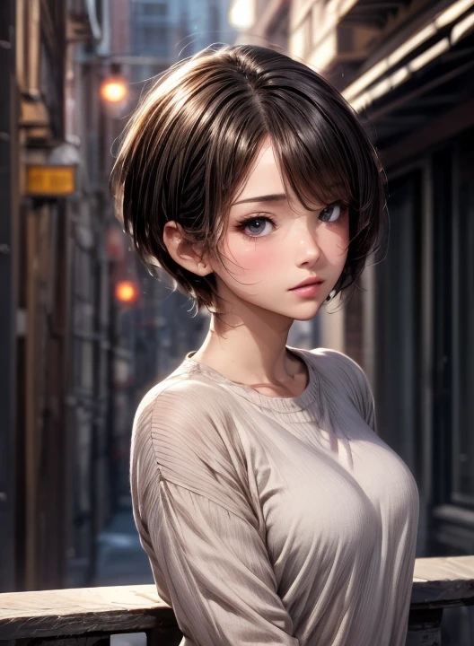 (  Masterpiece  :1.3), (  top quality : 1.4), 
 Cinematic Lighting , 
( 1 girl),  beautiful face, ( realistic face), 
 beautiful hairstyle :1.8, (Super short hair:1.4),
  Real Eyes ,  beautiful detailed eyes, 
(  Real Skin),  beautiful skin, 
( casual fashion:1.4), 
 absurd,  charming, 
  ultra high resolution,   surrenders ,  high definition, 
Golden Ratio,   perfect anatomy:1.4

