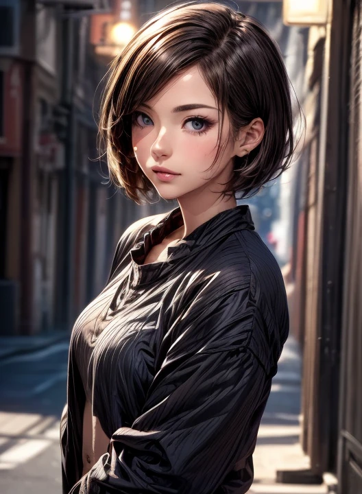 (  Masterpiece  :1.3), (  top quality : 1.4), 
 Cinematic Lighting , 
( 1 girl),  beautiful face, ( realistic face), 
 beautiful hairstyle :1.8, (Super short hair:1.4),
  Real Eyes ,  beautiful detailed eyes, 
(  Real Skin),  beautiful skin, 
( casual fashion:1.4), 
 absurd,  charming, 
  ultra high resolution,   surrenders ,  high definition, 
Golden Ratio,   perfect anatomy:1.4

