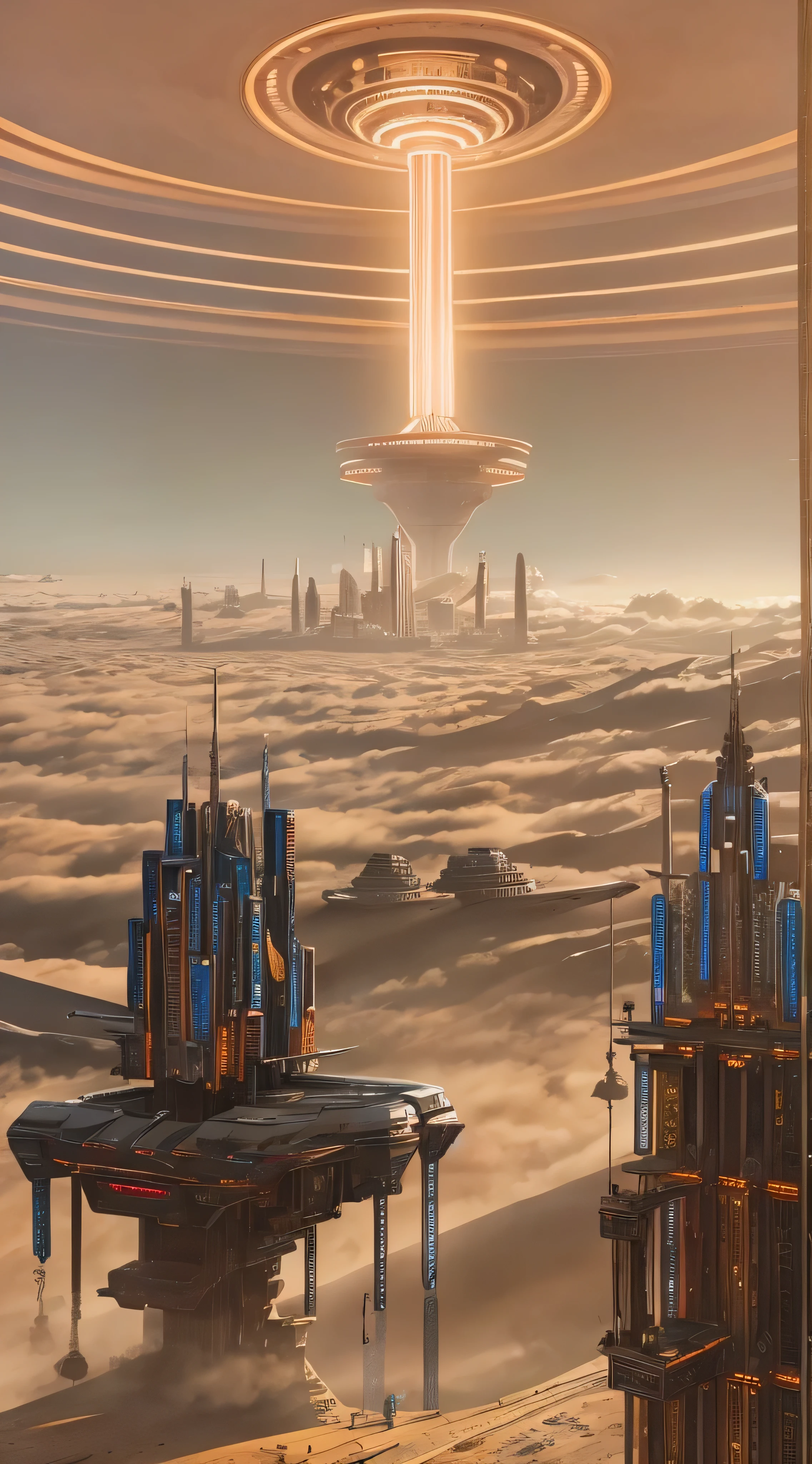  There is a picture depicting a futuristic city and a giant robot head, Jodorowsky&#39;s『Sand dunes』, Very detailed matte painting,  Peter Glick and Dan Mumford, Complex Matte Painting, Jodorowsky&#39;s『Sand dunes』 movie, , Jean Giraud 8k, Ultra-detailed Matte Painting, Complex Environment, Amazing sci-fi concept art , CGSociety )  