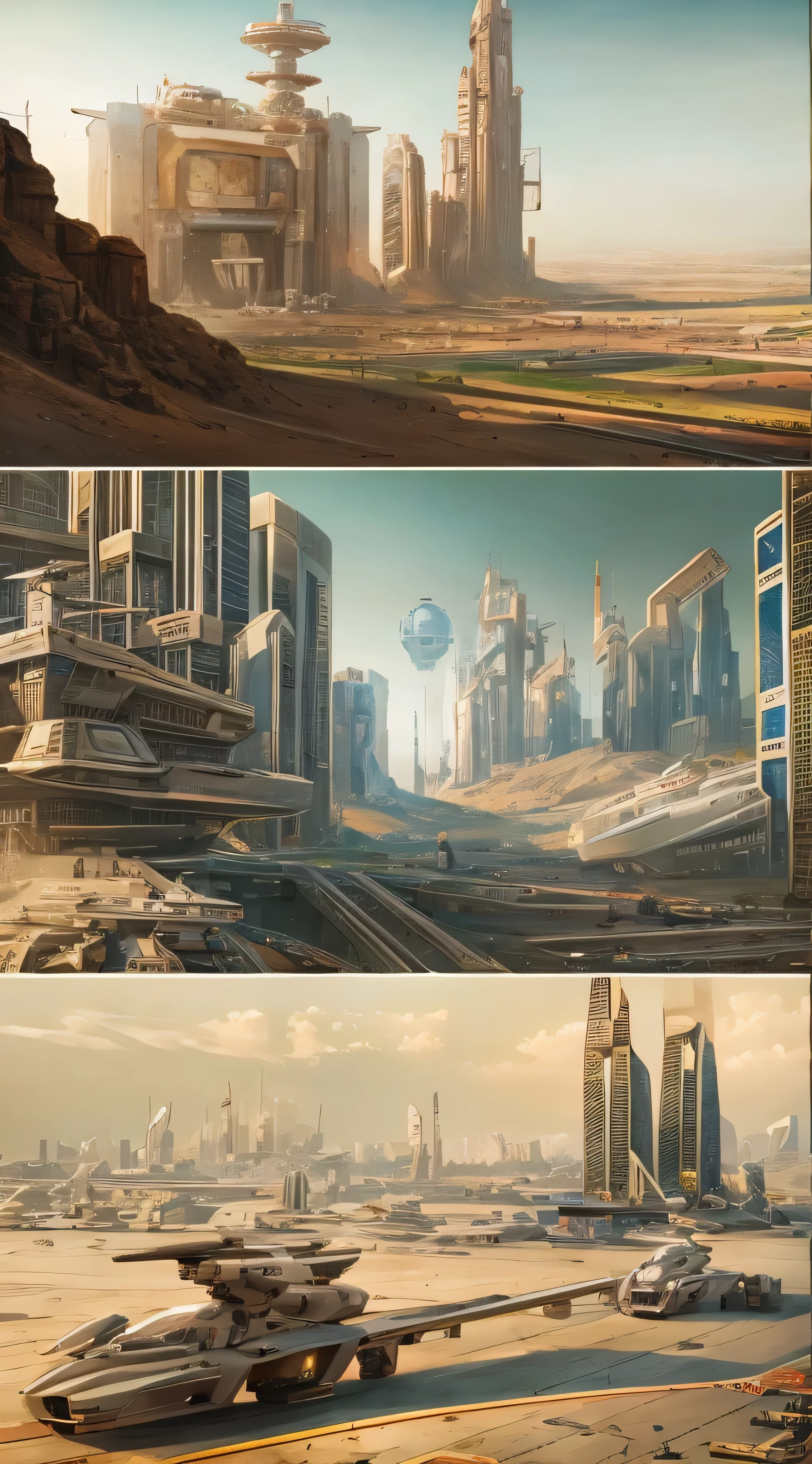  There is a picture depicting a futuristic city and a giant robot head, Jodorowsky&#39;s『Sand dunes』, Very detailed matte painting,  Peter Glick and Dan Mumford, Complex Matte Painting, Jodorowsky&#39;s『Sand dunes』 movie, , Jean Giraud 8k, Ultra-detailed Matte Painting, Complex Environment, Amazing sci-fi concept art , CGSociety )  