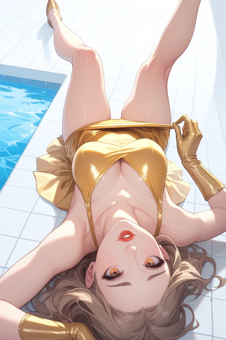 full-body close-up, create an elegant atmosphere), barefoot on water, sleeping on waterbed ((top-quality)), cammy, Olive Drab leotard, Red beret, Beautiful skins, Beautiful belly, hips up, sweet,
