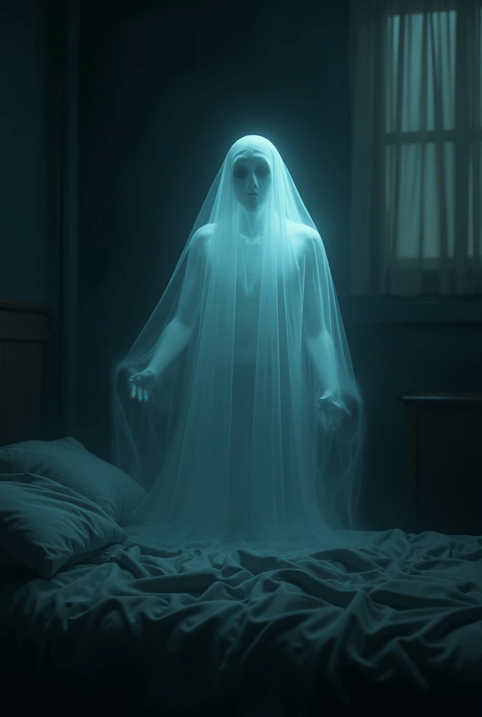 It was a ghost of the woman without a lower part of the body that appeared from darkness. 

 ghost scary late night creepy 
frightening