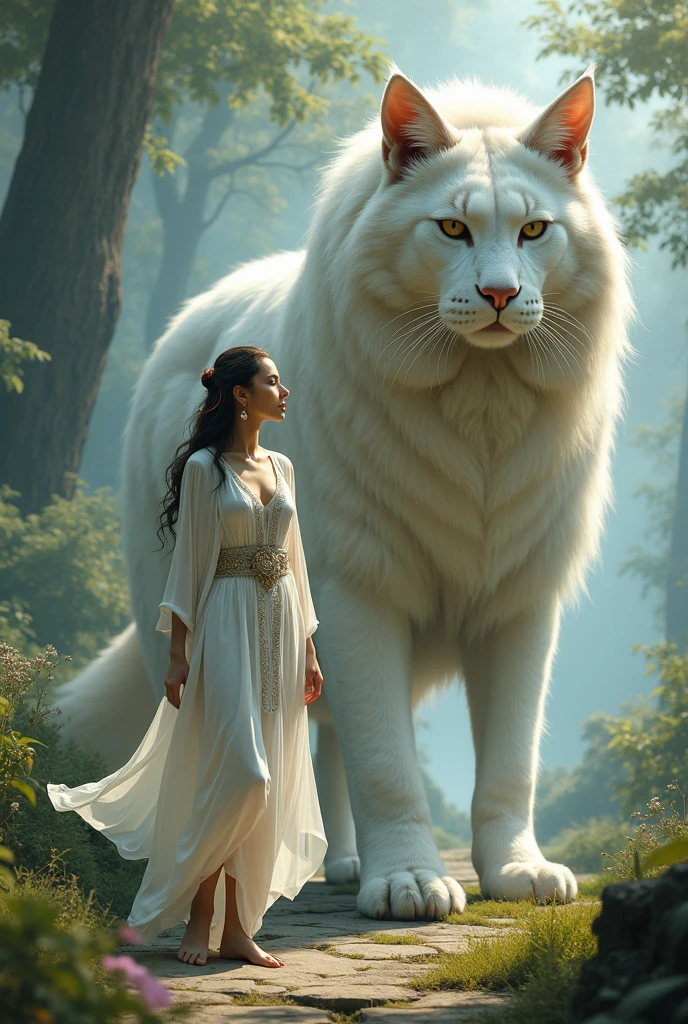 Chinese traditional culture, 1 girl, white fox, fox fairy, characteristic, exquisite and beautiful facial features, wearing a white lion head, dancing with her hands, festive