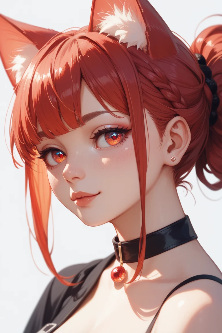 1girl, cat ears, fluff, simple background, (red theme), (gold:0.9), (masterpiece, highest quality:1.18), cg, 8k, extreme quality, stylebuff