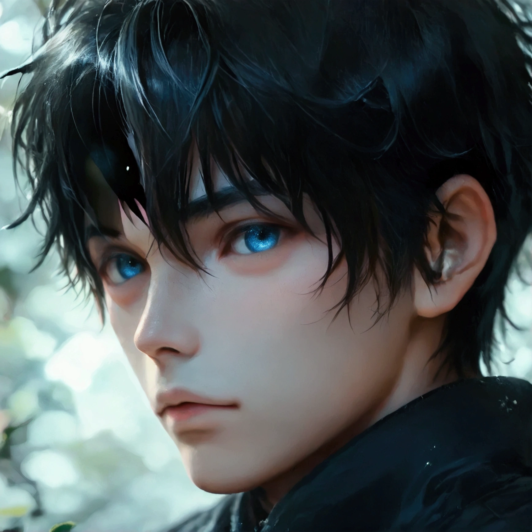 score_9, score_8_up, score_7_up,RAW photo,((8k)),japanese  boy,(bad mood:0.8)Nagi-kun, black hair, Forehead,Deep blue eyes,small face,Alone