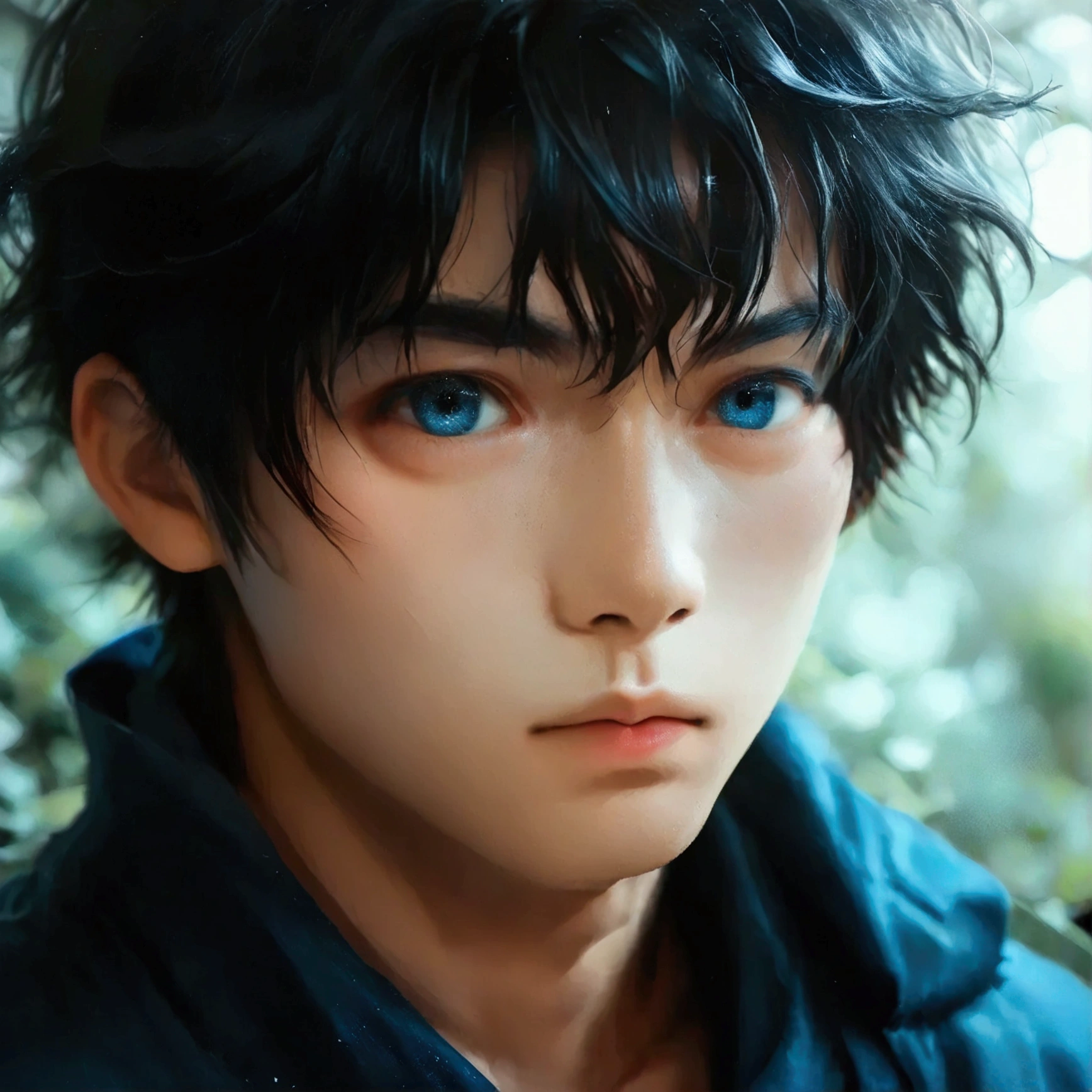 score_9, score_8_up, score_7_up,RAW photo,((8k)),japanese  boy,(bad mood:0.8)Nagi-kun, black hair, Forehead,Deep blue eyes,small face,Alone