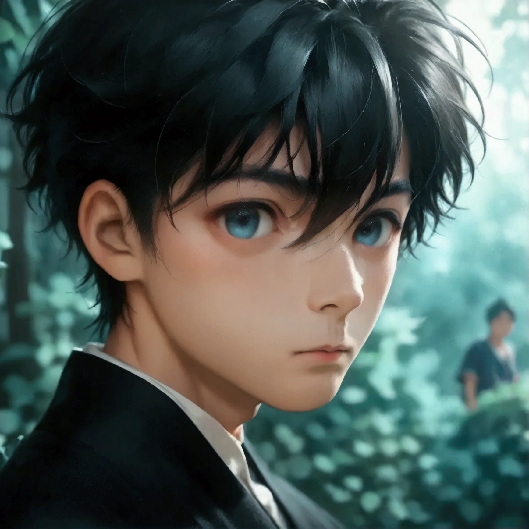 score_9, score_8_up, score_7_up,RAW photo,((8k)),japanese  boy,(bad mood:0.8)Nagi-kun, black hair, Forehead,Deep blue eyes,small face,Alone