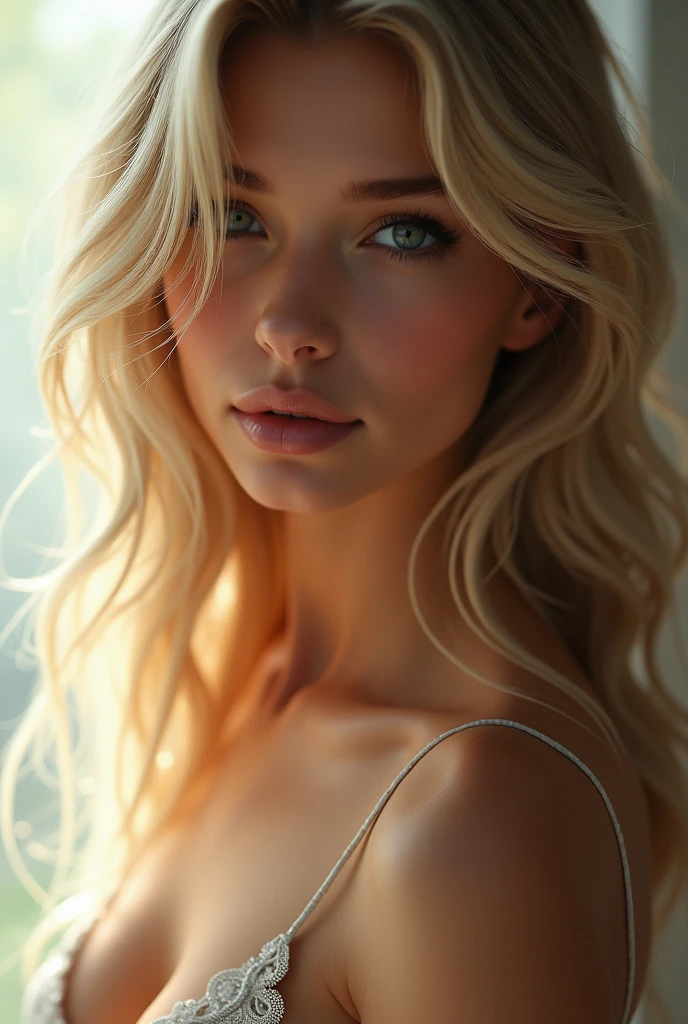 Fais moi un corps sexy d’une femme blonde 