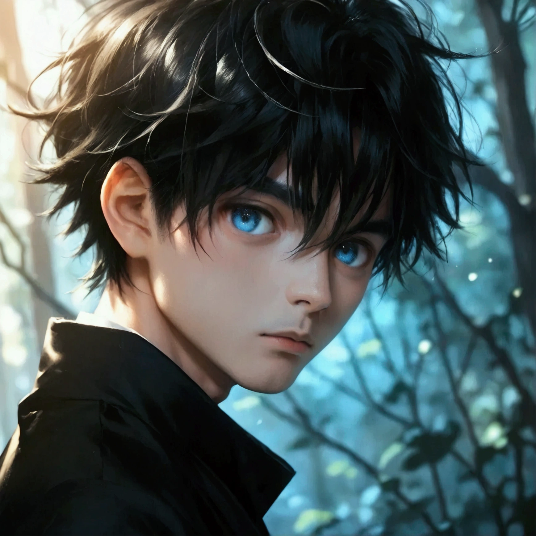 score_9, score_8_up, score_7_up,RAW photo,((8k)),japanese  boy,(bad mood:0.8)Nagi-kun, black hair, Forehead,Deep blue eyes,small face,Alone