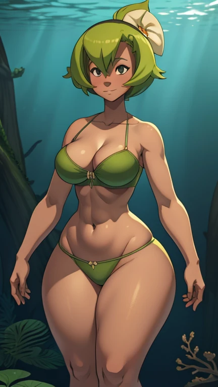 Amalia green hair Big brunette medium tits healed abdomen thick thighs thighs panties green bra green underwater sexy thick thighs 3D sexy