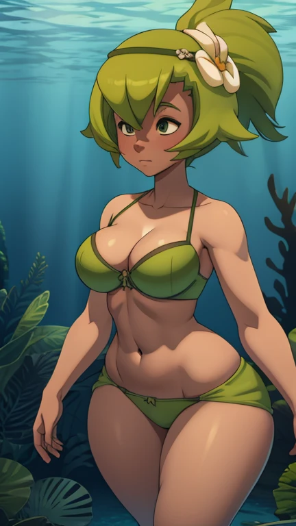 Amalia green hair Big brunette medium tits healed abdomen thick thighs thighs panties green bra green underwater sexy thick thighs 3D sexy