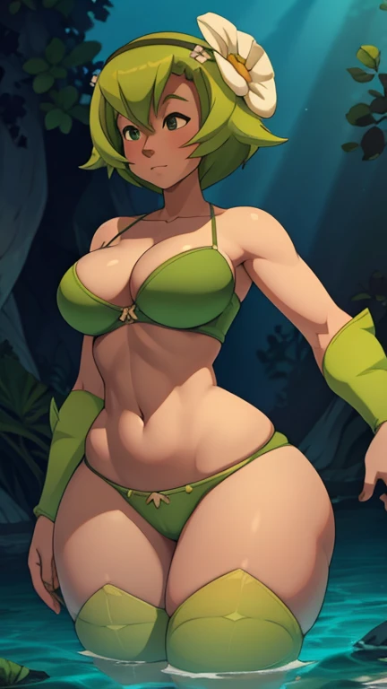 Amalia green hair Big brunette medium tits healed abdomen thick thighs thighs panties green bra green underwater sexy thick thighs 3D sexy