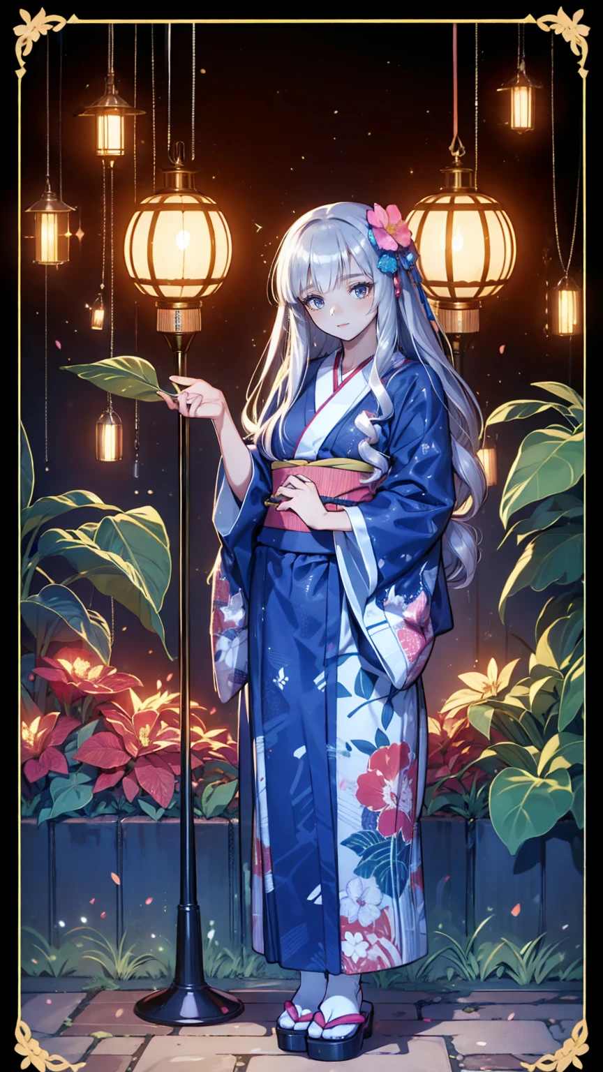 ( masterpiece : 1.2), (  very detailed: 1.2), (  very detailed CG: 1.2), (  high image quality: 1.2), (最  high image quality), 8k,  animated illustration , 、  beautiful girl 、Japanese Yukata/Japanese-style yukata/Japanese style yukata 、　 flower-patterned yukata 、
