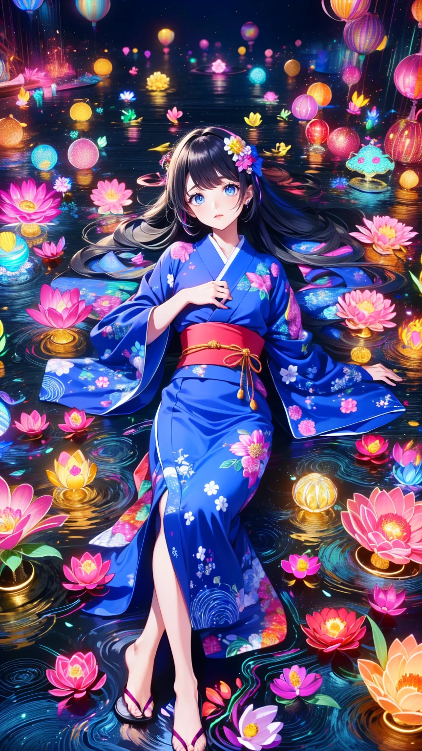 ( masterpiece : 1.2), (  very detailed: 1.2), (  very detailed CG: 1.2), (  high image quality: 1.2), (最  high image quality), 8k,  animated illustration , 、  beautiful girl 、Japanese Yukata/Japanese-style yukata/Japanese style yukata 、　 flower-patterned yukata 、
