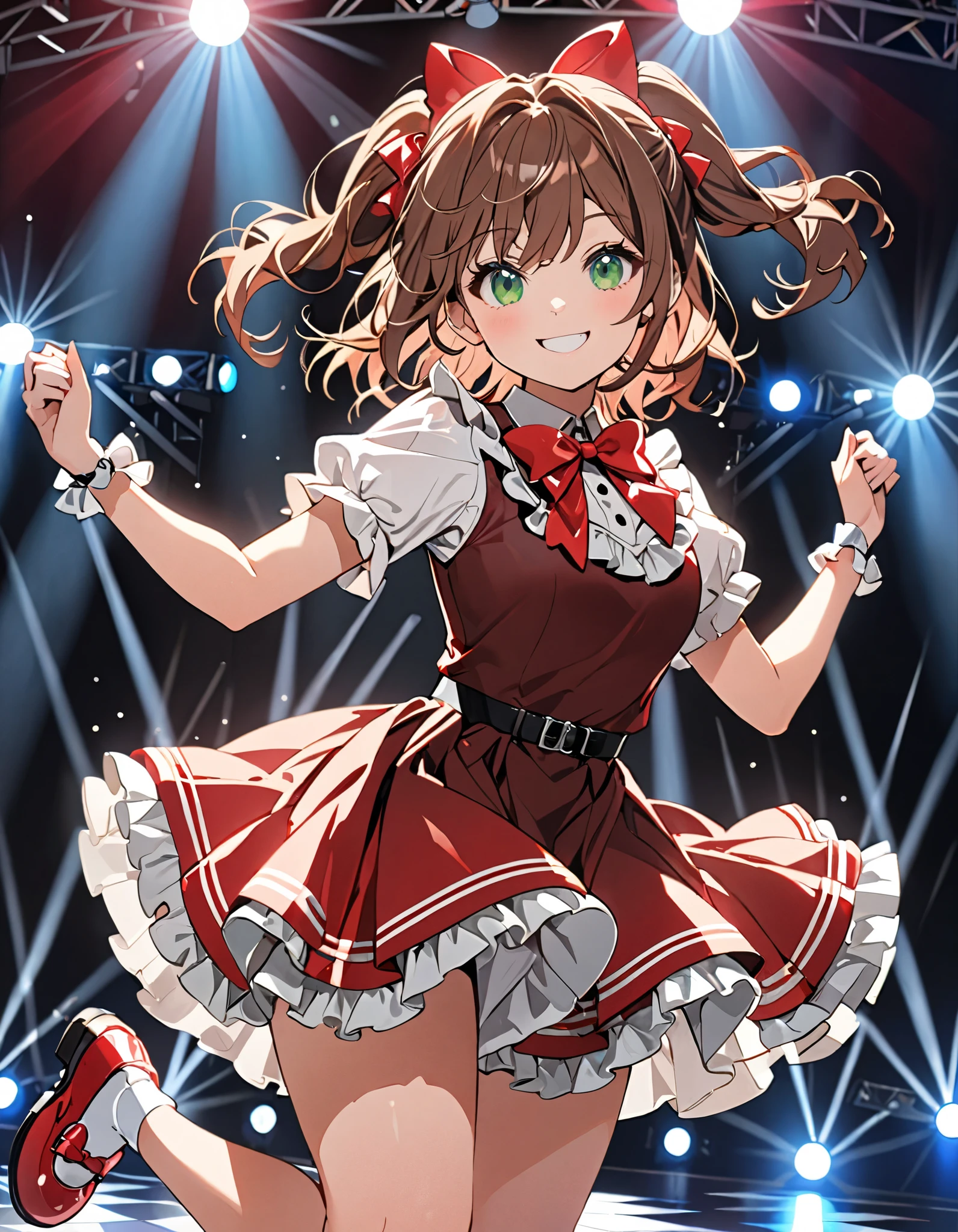 (8k, RAW photo, best quality, masterpiece, highres, absurdres, ultra detailed:1.3), (Photography, realistic, photo-realistic:1.4), (beautiful natural lighting, beautiful deatailed shadow, beautiful detailed glow :1.4), atmospheric,
BREAK 1 beautiful girl,(Cute:1.5),(Chibi:0.5),(kawaii:2),(Loli:2),(7 year old girl),(Solo:1.65),BREAK,(flat chest:1.2,),Clear skin,Beautiful skin,Shy,One beautiful,Colossal tits,BREAK (Hair Bow, reddish brown hair, Twin-tail:1.55),(Brown eyes, long eyelashes, Double eyelids:1.4),Shiny skin,BREAK,Star \(symbol\, (gloves, White Gloves:1.3), (bug, Dress,polka dot:1.3) ,(bear foot:1.2), (grin,blush:1.45),
BREAK
arched back,
contemporary performance,spiral,perfect hands,
red dress,decorated gold,
magical girl who releases intense flame magic,
BREAK
best quality,absurd-resolution,absurd-detailed background,
(beautiful illustration:1.2),Background of swirling flames,
BREAK wakame,wakame,wakame,(cowboy shot, from below:1.4), BREAK manga illustration,manga style,