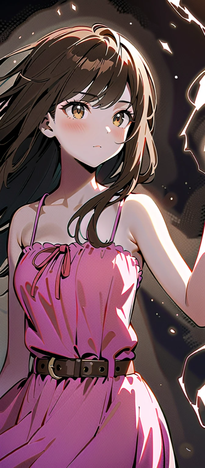 masterpiece, best quality, one girl, long hair, long dress with big bust stripes, blue ribbon,abstract background,clock