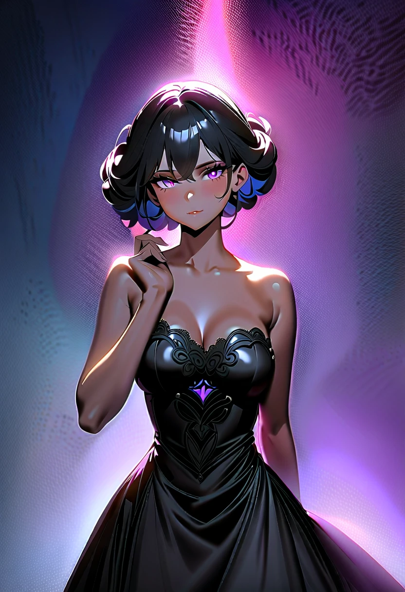 nsfw, 1Mature lady, A Bewitching older woman, 35 years old, evil femme fatale, sexy MILF, solo, aesthetic, peerless beauty, Glossy dark green wavy hair, Beautifully styled French roll hairstyle, Narrow forehead, thin arched eyebrows, double eyelids, dark green eyes, highlight on eyes, eyes reflection, beautiful nose, beautiful nostrils, Lustful full lips, dark lipstick, glossy lips, sharp jawline, Glamor, soft and curvy, honey-colored glistening skin, super detailed skin, glossy skin, Feminine neckline, thin collarbone, deep cleavage, saggy huge breasts, (perfect anatomy, ideal facial features, ideally proportioned figure, perfectly beautiful body, an extremely delicate and beautiful, beautiful detailed face, beautiful detailed hair, beautiful detailed eyes, beautiful detailed nose, beautiful nose bridge, beautiful detailed nostrils, beautiful detailed lips), (close-up photography of upper body, boast pompously, focus on entire screen, asymmetrical, masterpiece, official art, work of art, Award-winning work, extreme quality, ultra high definition, finely detail, magnificent illustration, extremely beautiful CG, high definition pictures, all intricate, raytraced, caustics, textile shading, incredibly absurd res, absolutely resolution, ultra high res, 16k),(Madame Spider is a bewitching and beautiful widow. Her outfit is made of satin, with a smooth black dress, long black gloves, and black stockings, all of which are embroidered with spider web patterns, and her feet are also adorned with black patent leather stiletto heels.),