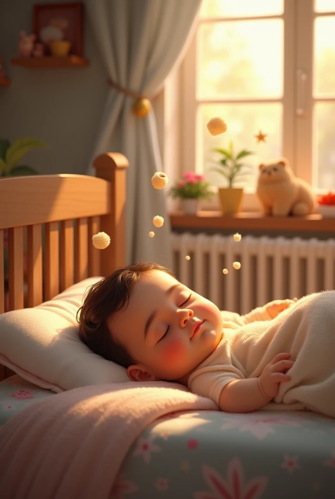 V0id3nergy Black Magic Aura, Best Quality, Masterpiece, Ultra High Resolution, Surrealism, Room, Empty Bed with a sleeping baby on the bunk with black mist lingering on the baby's forehead --auto --s2