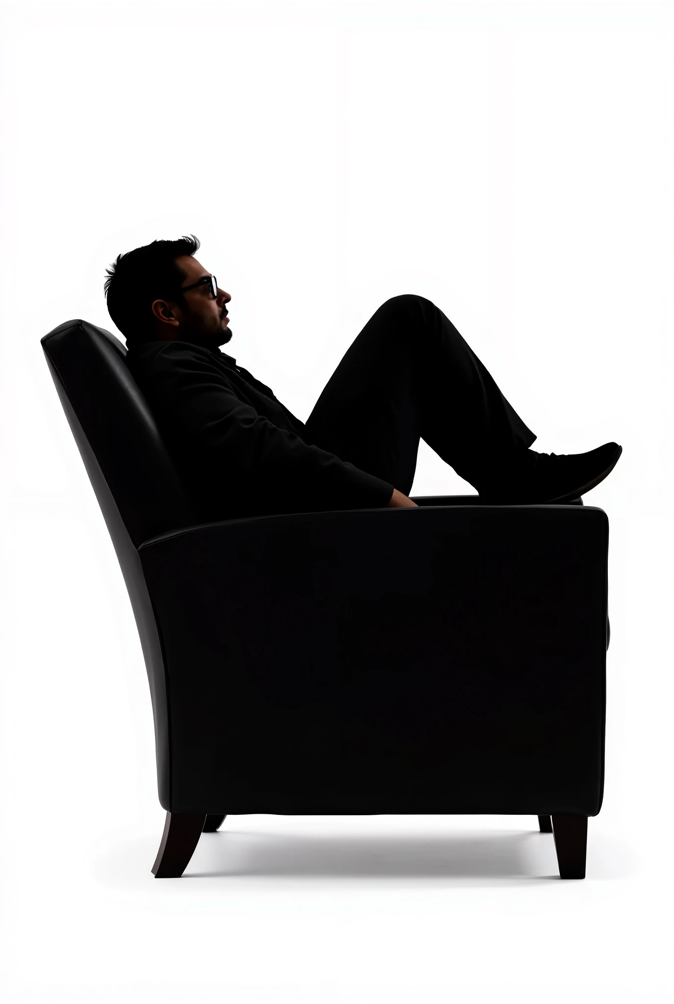 a man sitting in a chair with his feet up on the chair and his feet up on the chair, Daryush Shokof, aestheticism, jayison devadas, a photocopy
