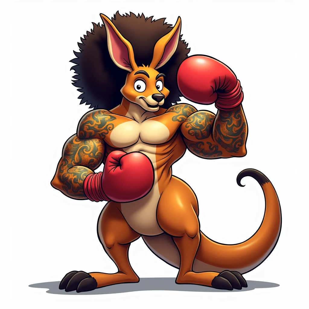 cartoon gopher dressed like WWE wrestler bad ass Billy gun. Blonde dreadlocks, black bandana. Big smile, no shirt. Pink underwear with kisses. White wrestling boots